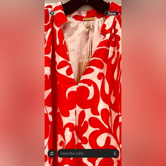 Magaschoni Linen Puff Sleeve Dress – Poppy Red & White – Size S (NWT) - Picture 4 of 8